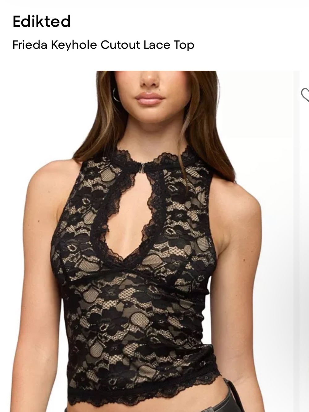 Edikted Black Lace Keyhole Tank